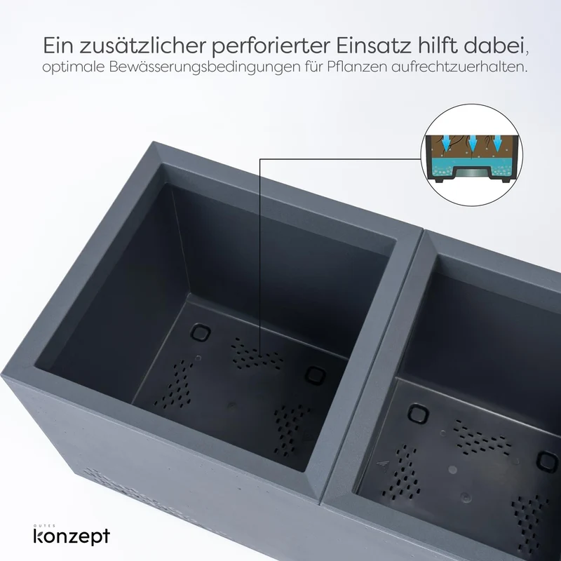KONZEPT Pflanzkübel rechteckig 80x40x40 cm mit Rollen, anthrazit