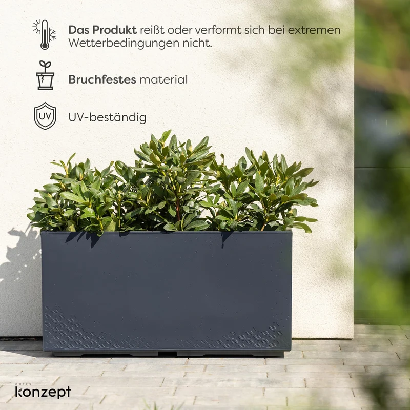 KONZEPT Pflanzkübel rechteckig 80x40x40 cm mit Rollen, anthrazit