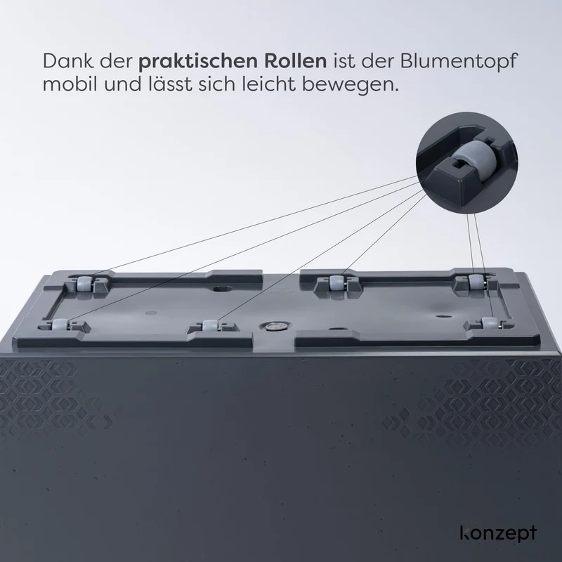 KONZEPT Pflanzkübel rechteckig 80x40x40 cm mit Rollen, anthrazit