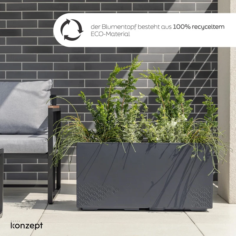 KONZEPT Pflanzkübel rechteckig 80x40x40 cm mit Rollen, anthrazit