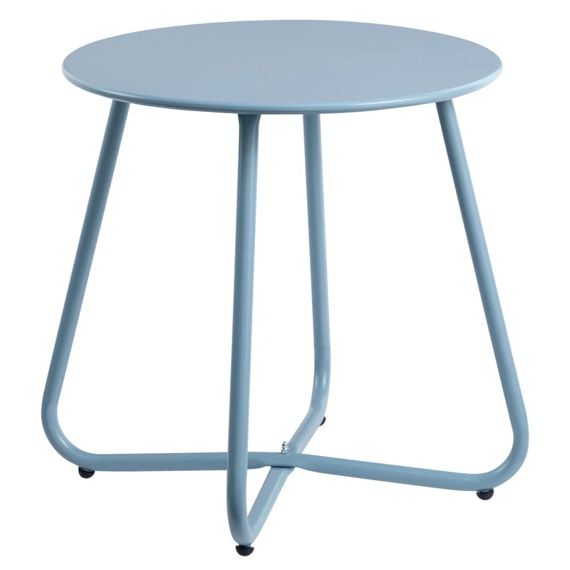 HollyHOME Beistelltisch Outdoor rund Metall wetterfest Grau Blau
