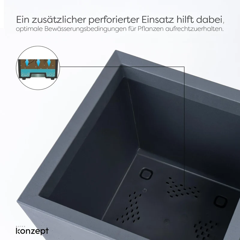 KONZEPT Pflanzkübel auf Rollen 40x40x40 cm anthrazit Beton-Optik