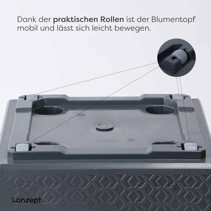 KONZEPT Pflanzkübel auf Rollen 40x40x40 cm anthrazit Beton-Optik