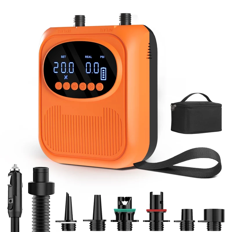 Mojimdo Elektrische SUP-Pumpe 20 PSI, Akku-Luftpumpe mit 5 Modi
