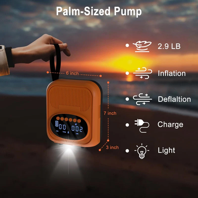 Mojimdo Elektrische SUP-Pumpe 20 PSI, Akku-Luftpumpe mit 5 Modi