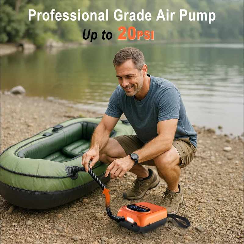 Mojimdo Elektrische SUP-Pumpe 20 PSI, Akku-Luftpumpe mit 5 Modi
