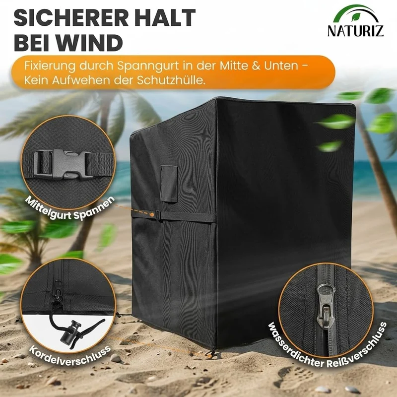 Naturiz Strandkorb Schutzhülle 600D Oxford wasserdicht 120x90x160 cm