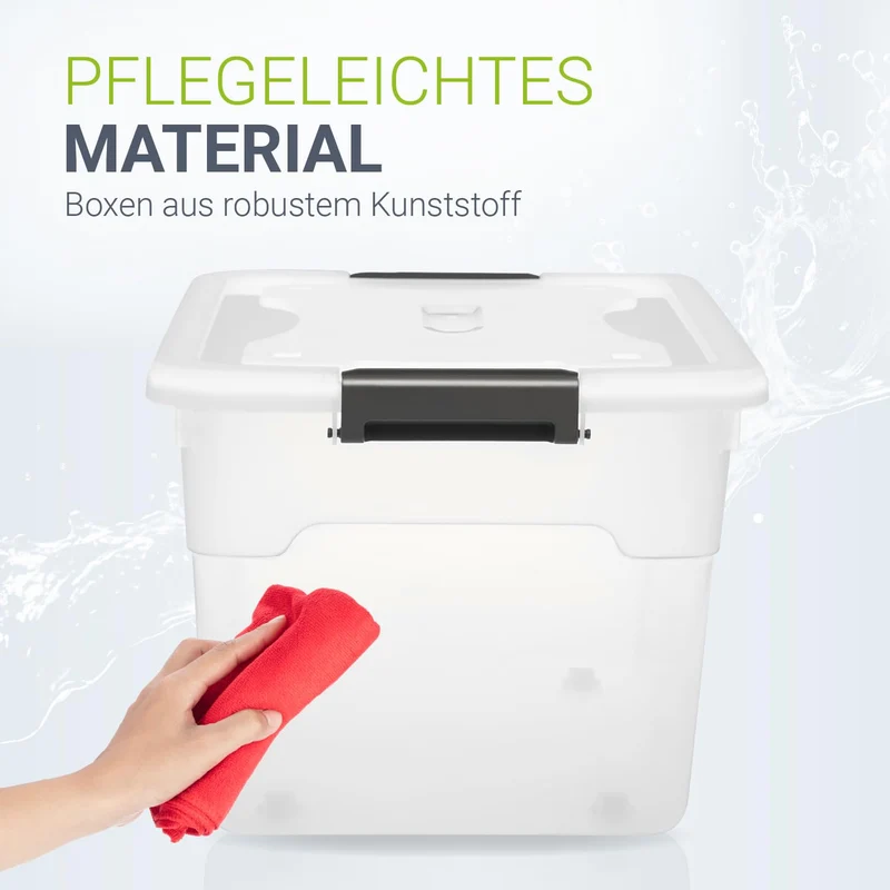Juskys Aufbewahrungsbox mit Deckel, 6er Set, 45 Liter, transparent