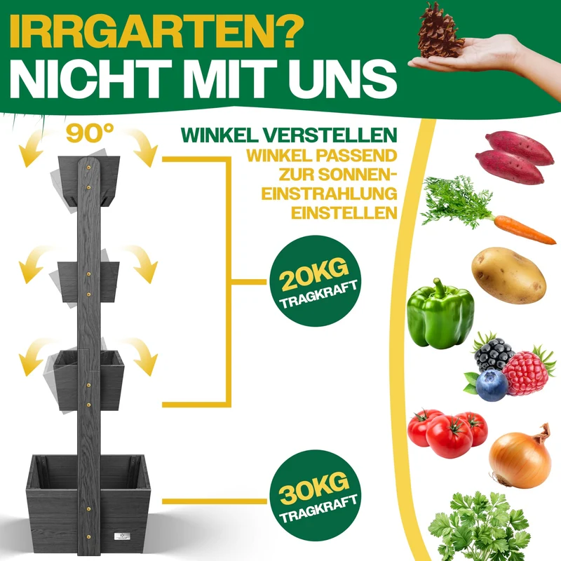 KESSER Hochbeet 4 Etagen, Blumentreppe aus Tannenholz, Anthrazit