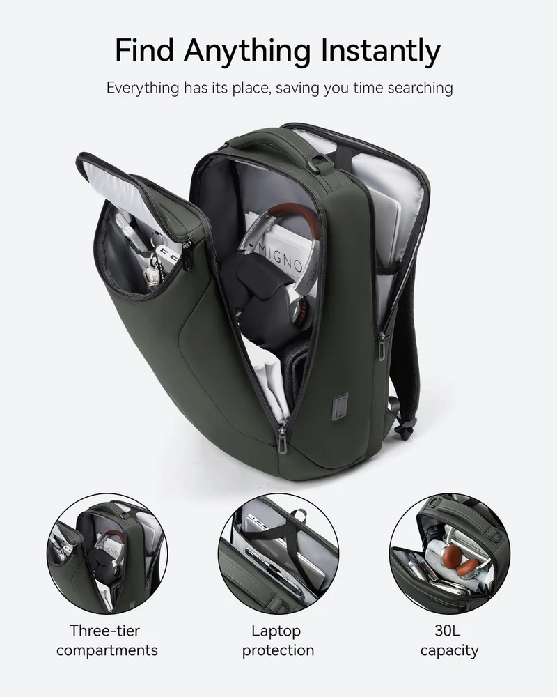MARK RYDEN Laptop Rucksack 17.3 Zoll, wasserabweisend, USB-Anschluss