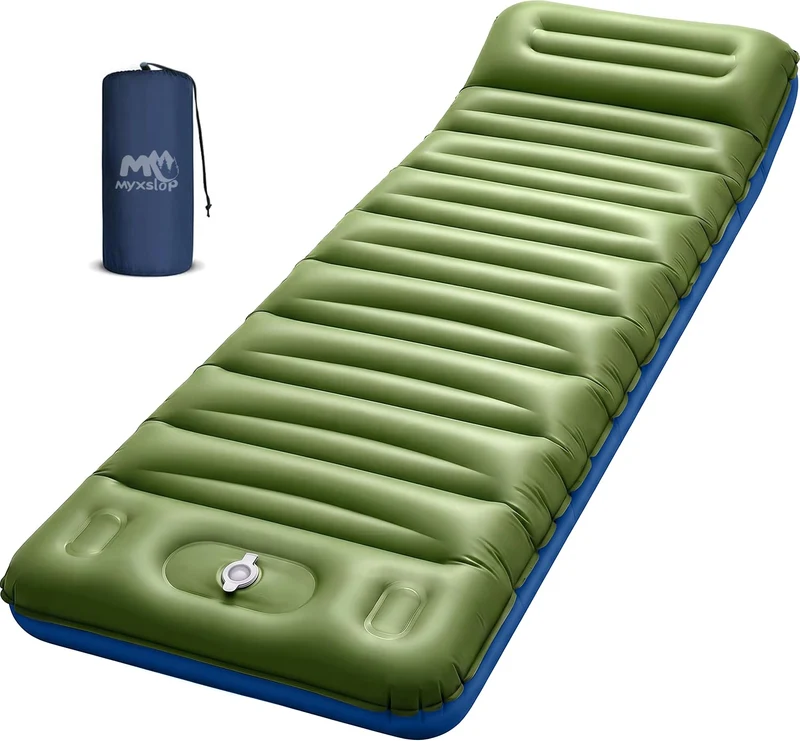 Myxslop Isomatte Camping 12 cm, aufblasbare Luftmatratze mit Fusspumpe