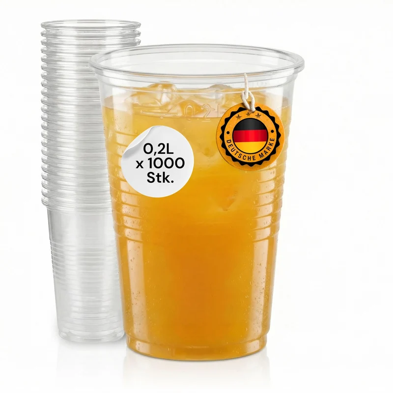 LogiPack GeRo Trinkbecher 0,2 l mit Eichstrich, PP, 1000 Stück