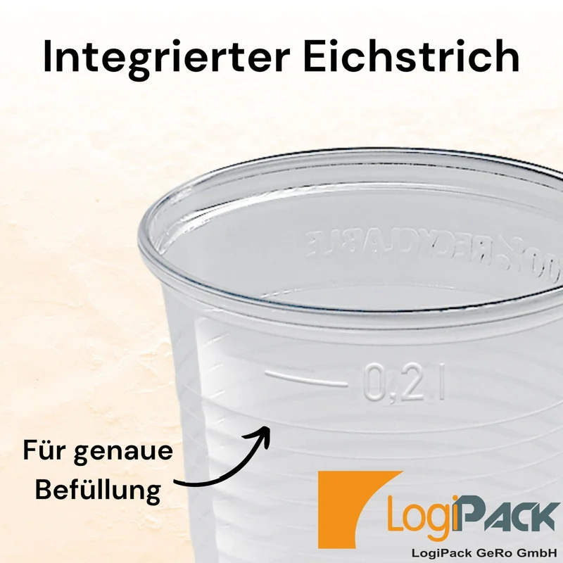 LogiPack GeRo Trinkbecher 0,2 l mit Eichstrich, PP, 1000 Stück