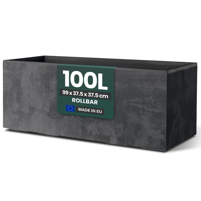 Kreher Millennium Pflanzkasten XL 100 Liter, rollbar, Anthrazit