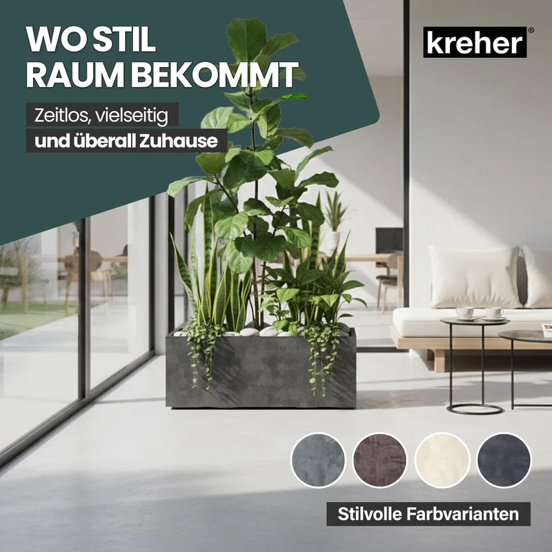 Kreher Millennium Pflanzkasten XL 100 Liter, rollbar, Anthrazit