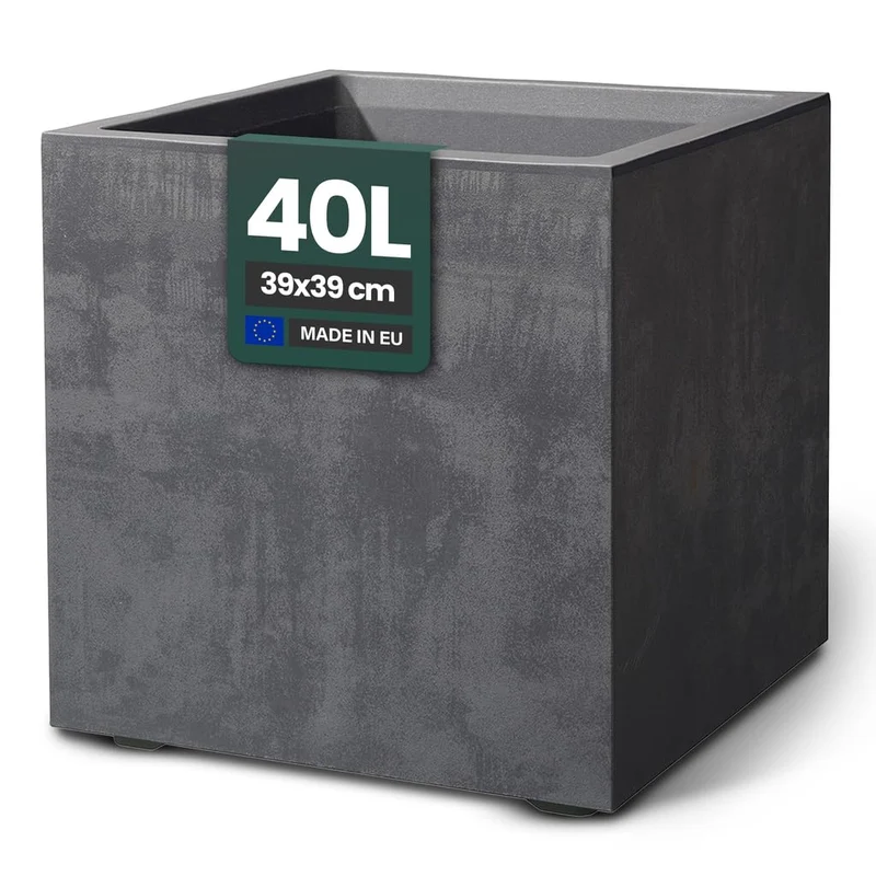 Kreher Millennium Pflanzkübel 40 L Anthrazit, Naturstein-Optik