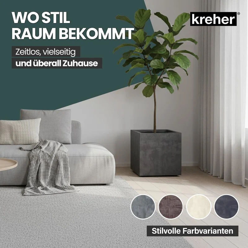 Kreher Millennium Pflanzkübel 40 L Anthrazit, Naturstein-Optik