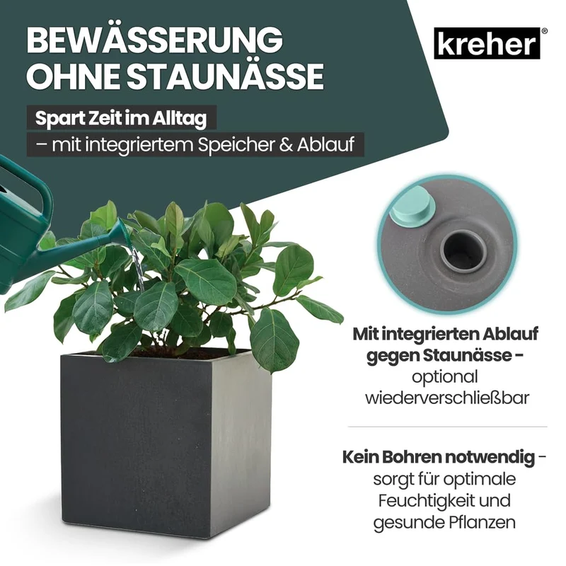 Kreher Millennium Pflanzkübel 40 L Anthrazit, Naturstein-Optik