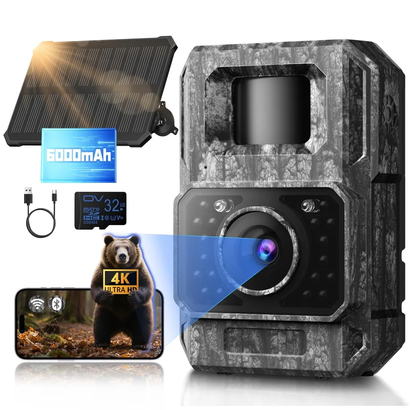 MAXDONE PH960W Wildkamera Solar WLAN 4K 64MP mit Nachtsicht