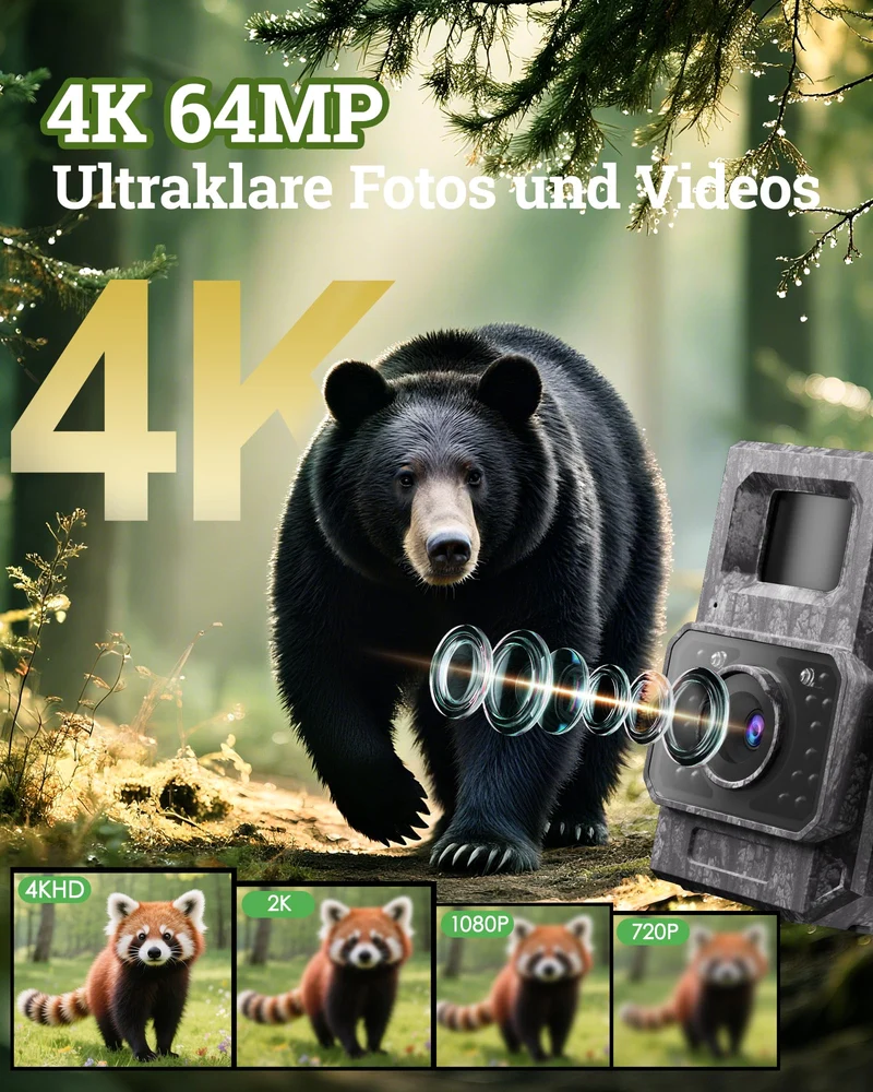 MAXDONE PH960W Wildkamera Solar WLAN 4K 64MP mit Nachtsicht