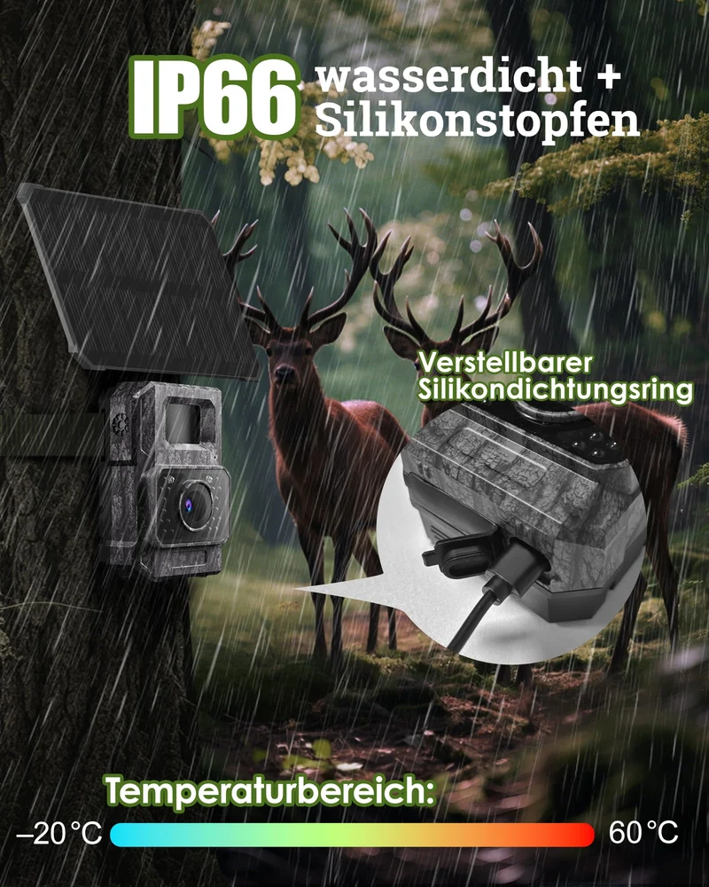 MAXDONE PH960W Wildkamera Solar WLAN 4K 64MP mit Nachtsicht