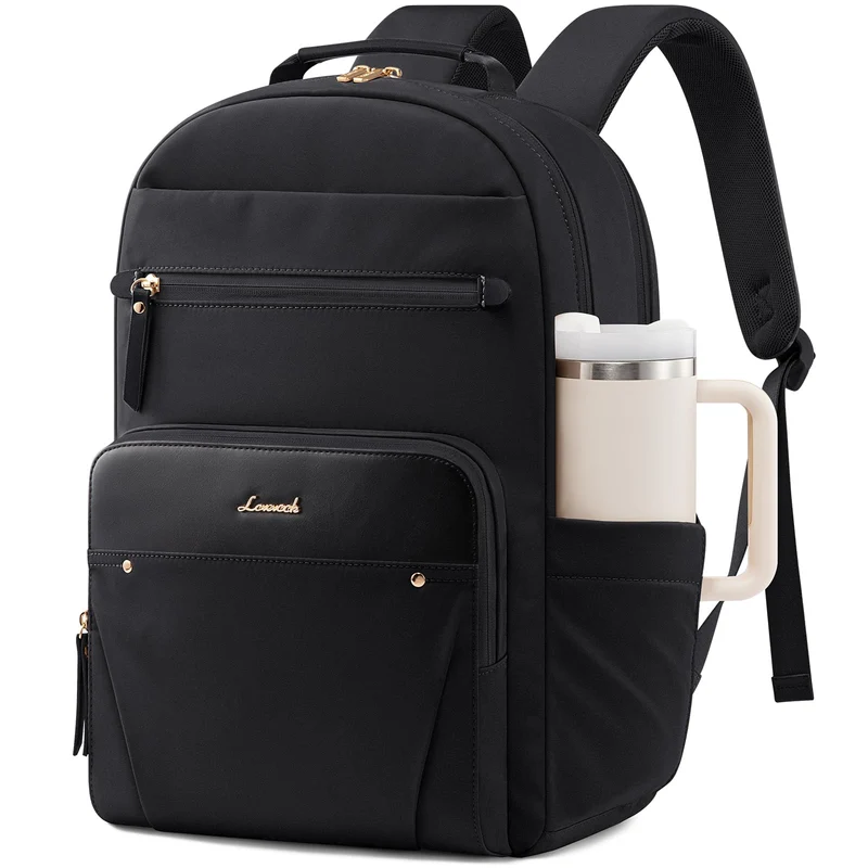 LOVEVOOK Laptop Rucksack Damen 17 Zoll, wasserabweisend, Schwarz