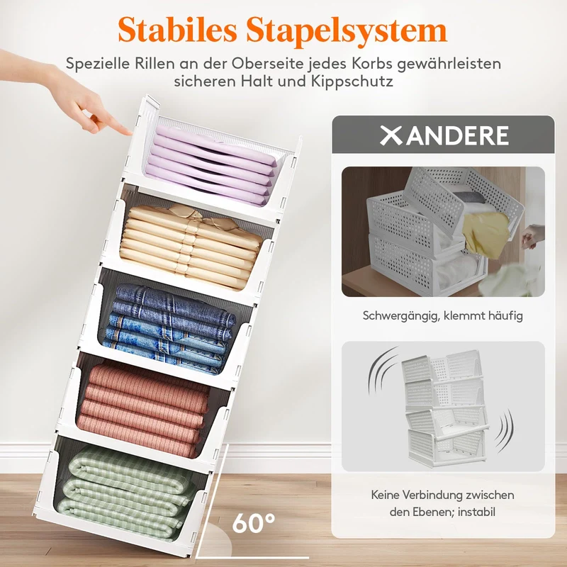 Lifewit Aufbewahrungsbox 8er-Set, stapelbar, ausziehbar, 42 cm tief