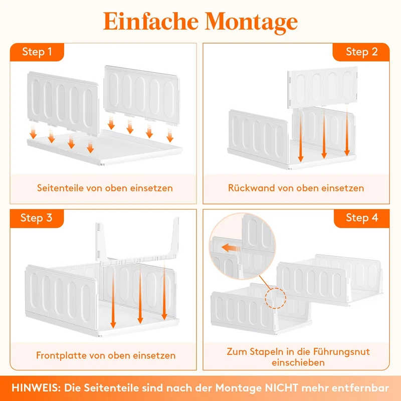 Lifewit Aufbewahrungsbox 8er-Set, stapelbar, ausziehbar, 42 cm tief