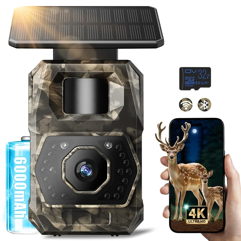 MAXDONE PH970S Wildkamera 4K 64MP mit Solar, WLAN und Nachtsicht
