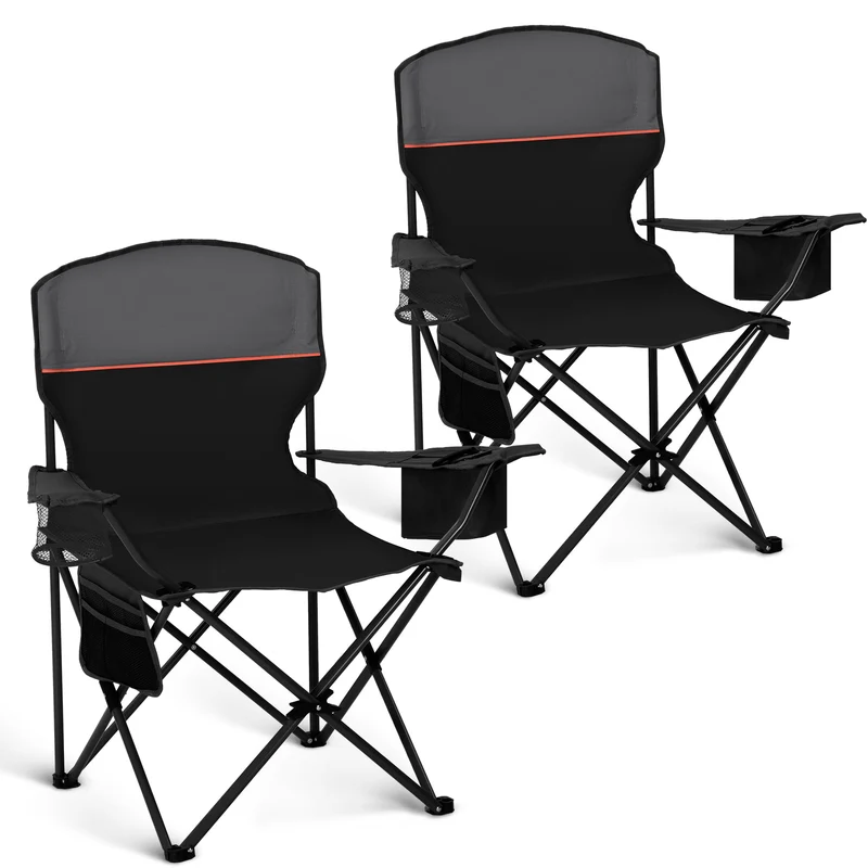 HIGH POINT SPORTS Campingstuhl 2er Set mit Getränkehalter & Kühlfach