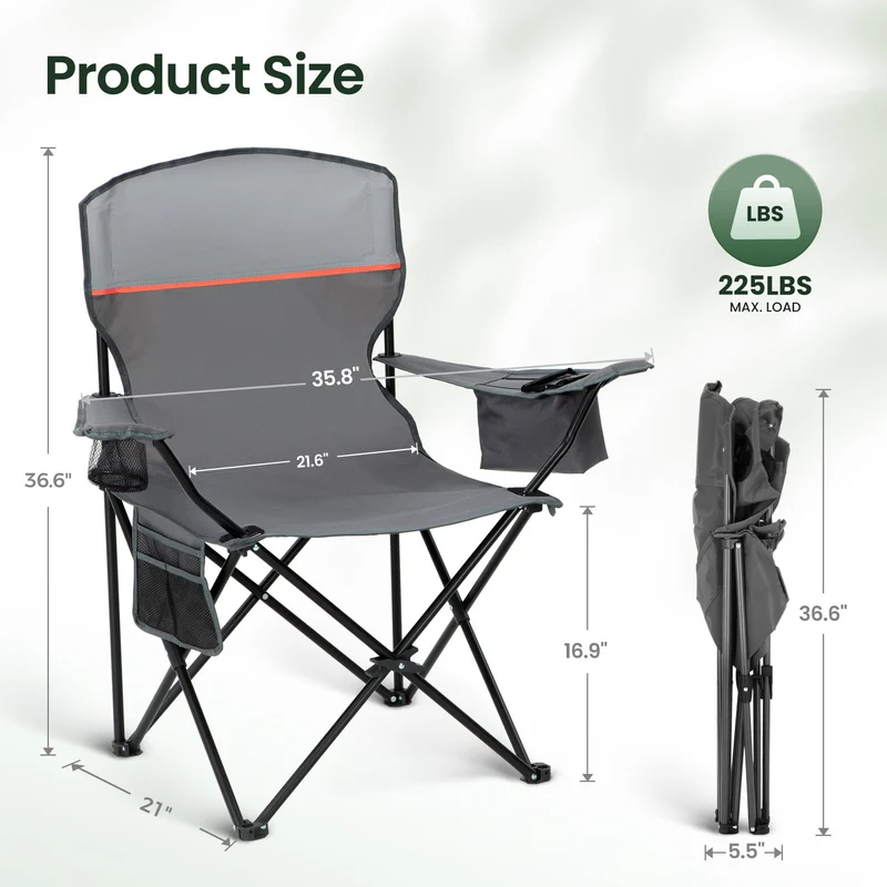 HIGH POINT SPORTS Campingstuhl faltbar 2er Set mit Getränkehalter