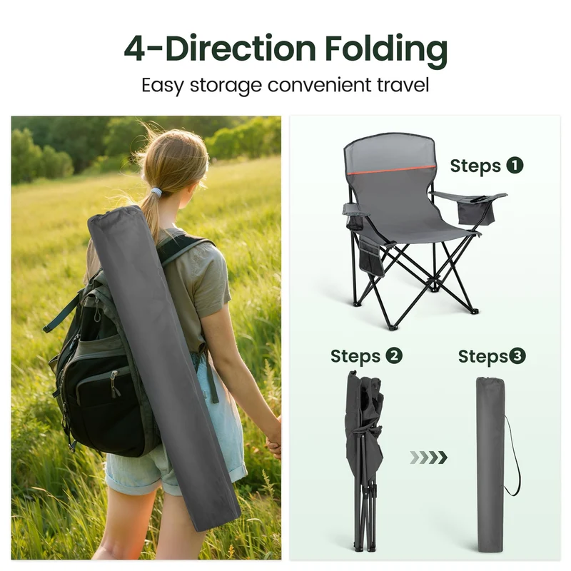 HIGH POINT SPORTS Campingstuhl faltbar 2er Set mit Getränkehalter
