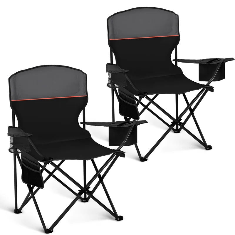 HIGH POINT SPORTS Campingstuhl faltbar 2er-Set bis 102 kg schwarz