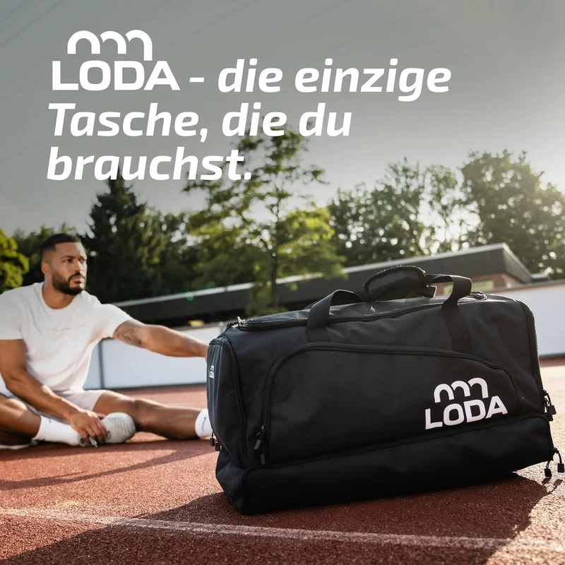 LODA Team Sporttasche 68L mit Schuhfach, Nassfach & Rucksackfunktion
