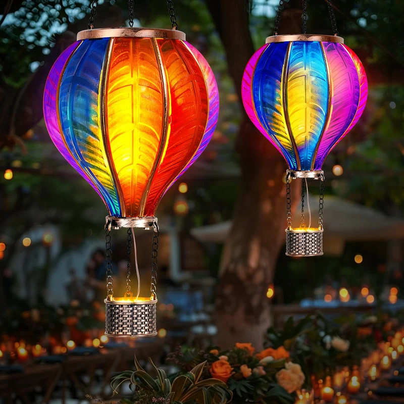 JONRRYIN Solar Heissluftballon Laterne 2er-Set für Garten & Balkon