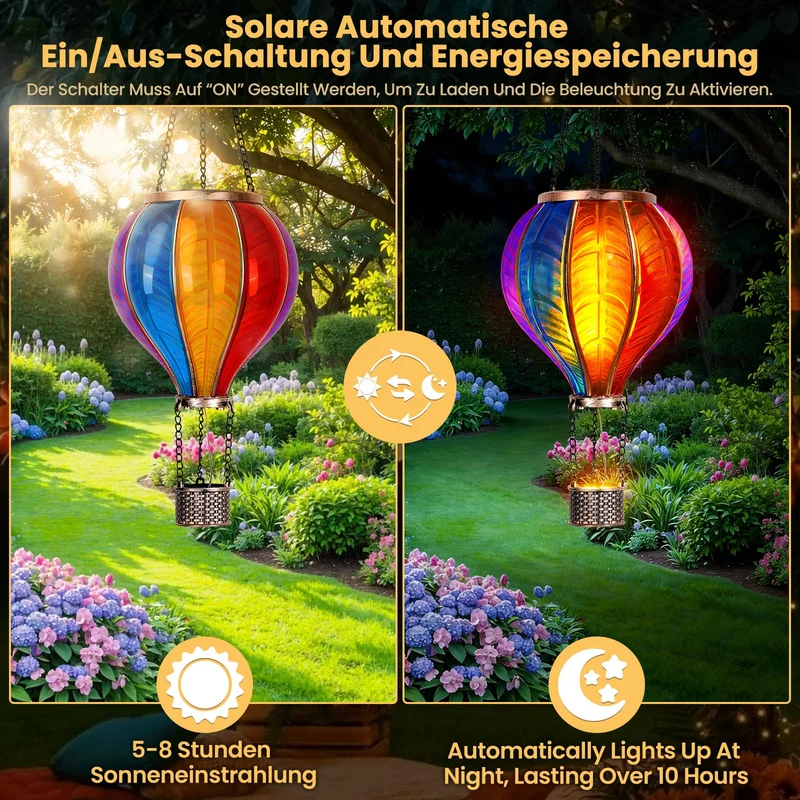 JONRRYIN Solar Heissluftballon Laterne 2er-Set für Garten & Balkon