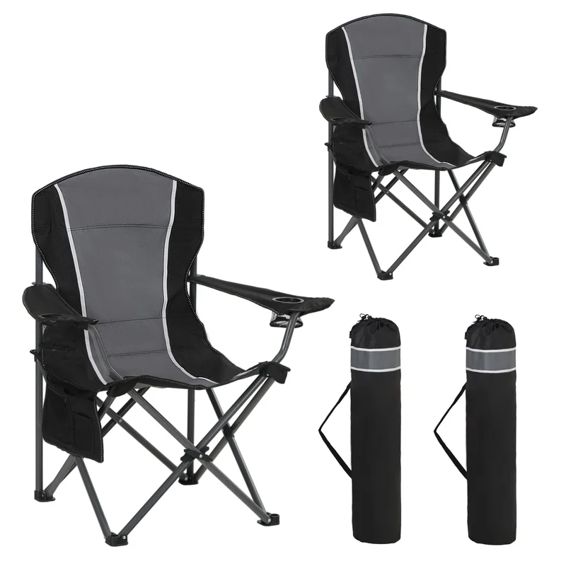 HIGH POINT SPORTS Campingstuhl XL faltbar bis 160 kg, Dunkelgrau