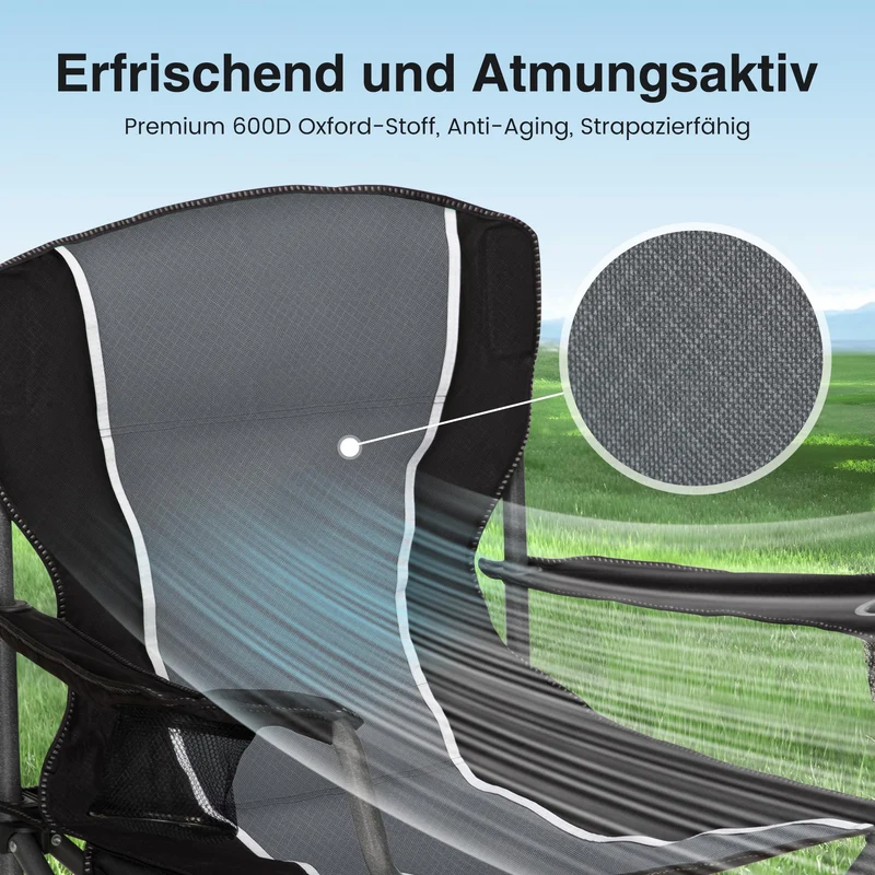 HIGH POINT SPORTS Campingstuhl XL faltbar bis 160 kg, Dunkelgrau