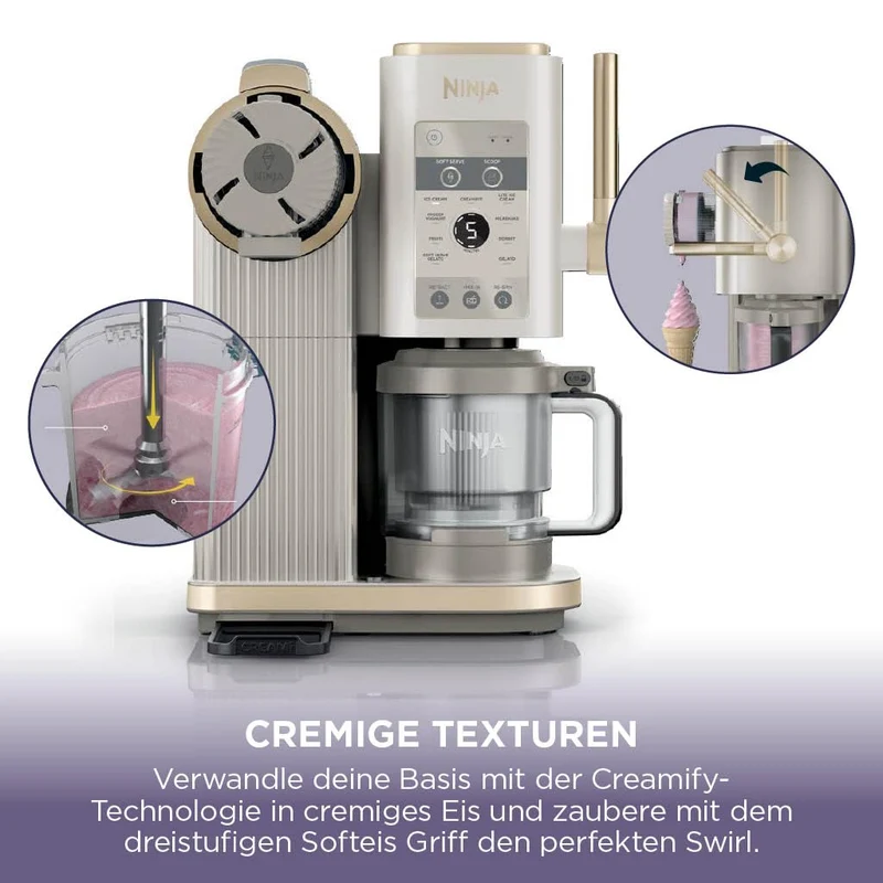 Ninja CREAMi Scoop & Swirl Eismaschine NC701EUSTGD, Stone Gold
