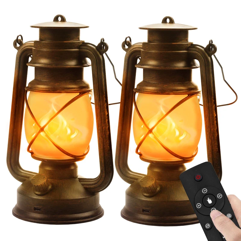 Hzitcigm LED Laterne Vintage 2er-Set, USB aufladbar, mit Fernbedienung