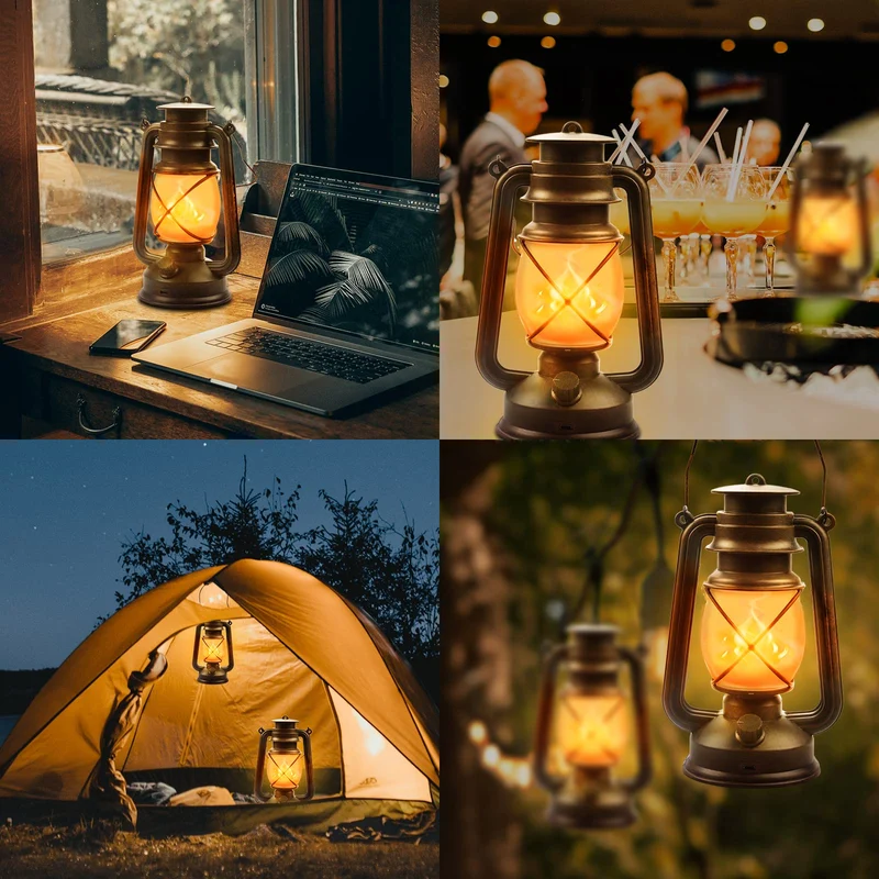 Hzitcigm LED Laterne Vintage 2er-Set, USB aufladbar, mit Fernbedienung