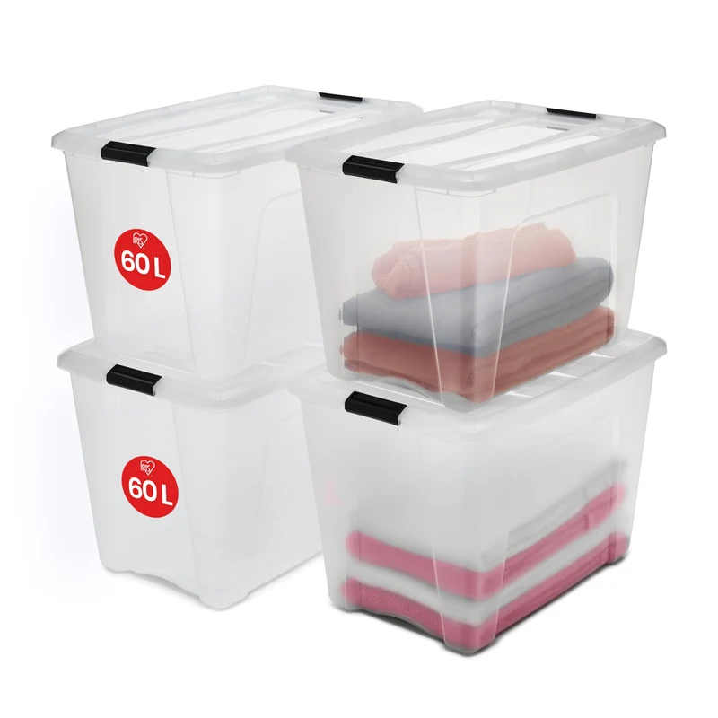 Iris Ohyama Aufbewahrungsbox mit Deckel NTB-60, 60 L, 4er-Set