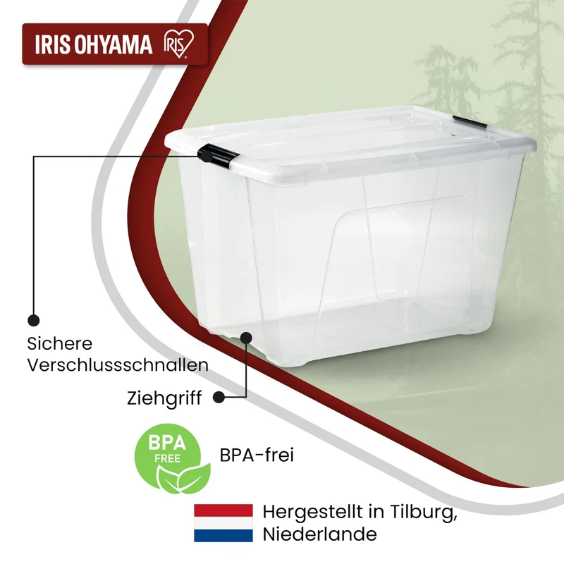 Iris Ohyama Aufbewahrungsbox mit Deckel NTB-60, 60 L, 4er-Set