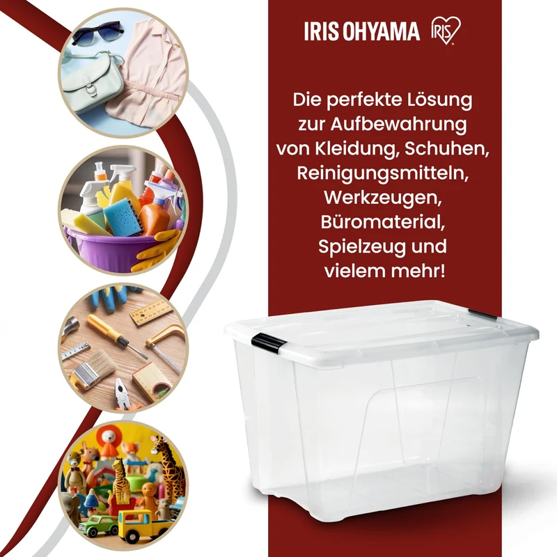 Iris Ohyama Aufbewahrungsbox mit Deckel NTB-60, 60 L, 4er-Set