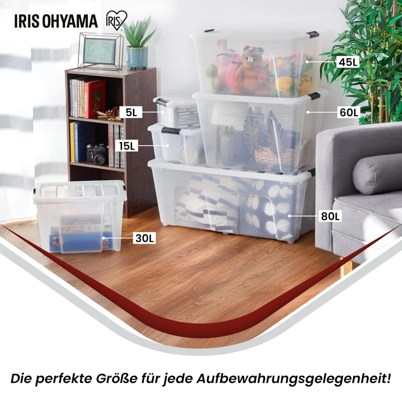 Iris Ohyama Aufbewahrungsbox mit Deckel NTB-60, 60 L, 4er-Set