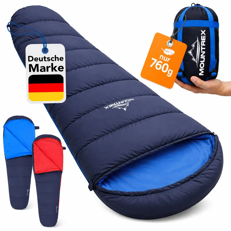 MOUNTREX Sommerschlafsack, Mumienschlafsack, ultraleicht, 760 g