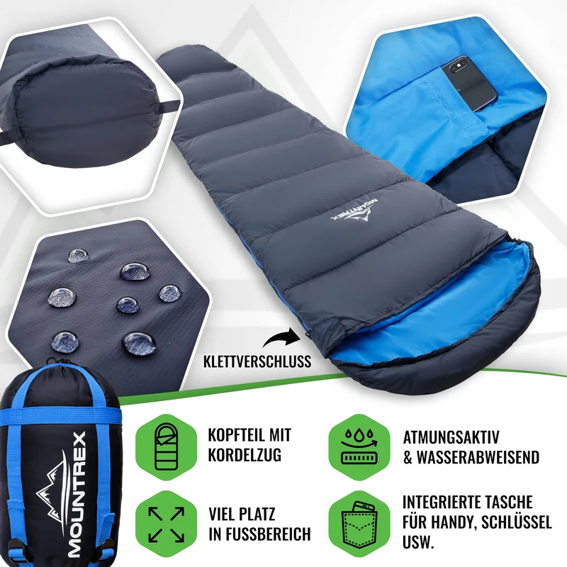 MOUNTREX Sommerschlafsack, Mumienschlafsack, ultraleicht, 760 g