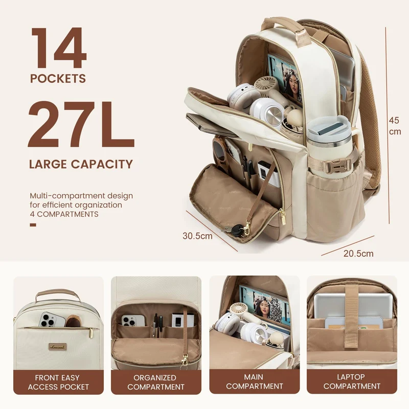 LOVEVOOK Laptoprucksack Damen 15,6 Zoll für Uni, Arbeit und Reisen