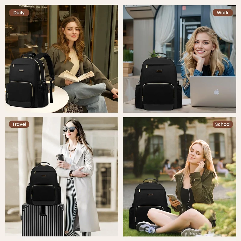 LOVEVOOK Rucksack Damen 15,6 Zoll Laptopfach, wasserabweisend