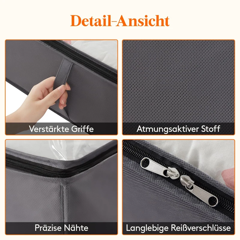 Lifewit Unterbettkommode 95L, faltbare Aufbewahrungsbox, 6er-Set, grau